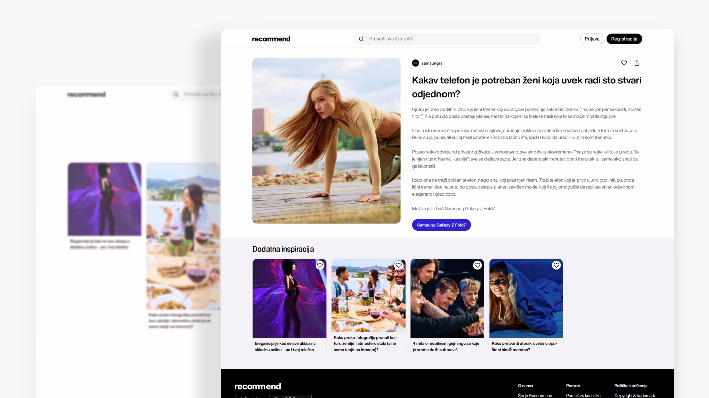 Samsung content created in Recommend Studio