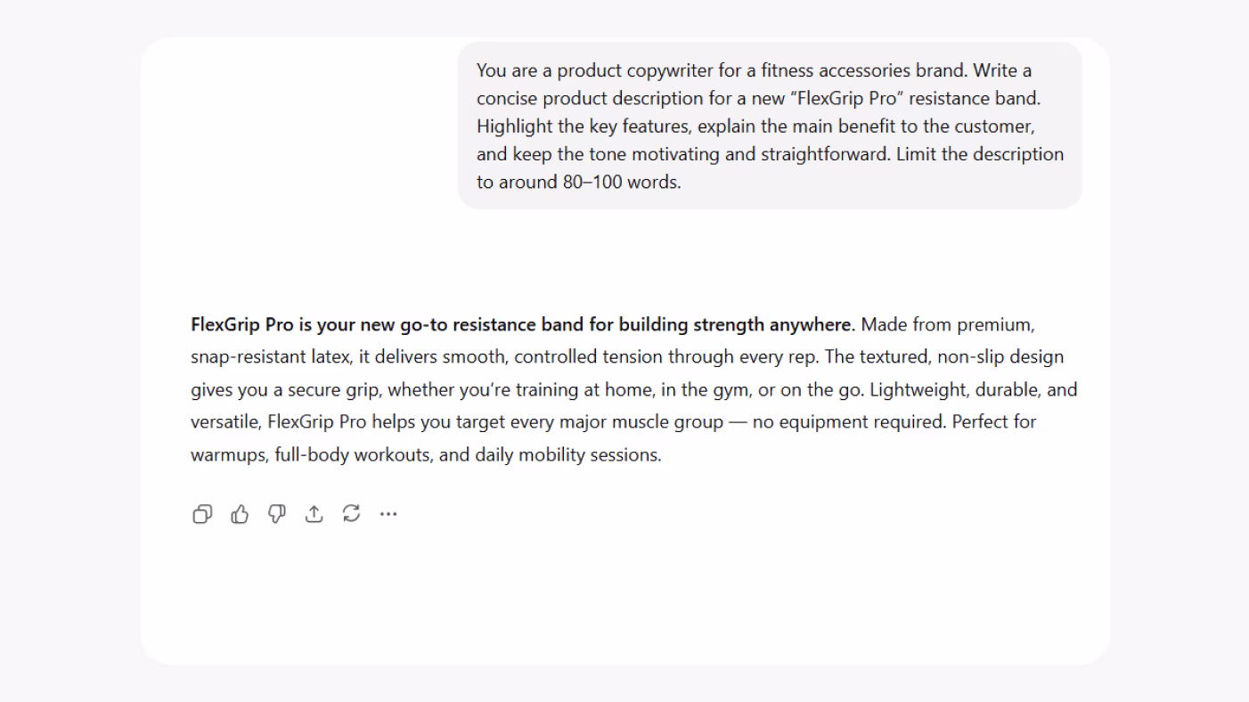 Product description - output - screenshot