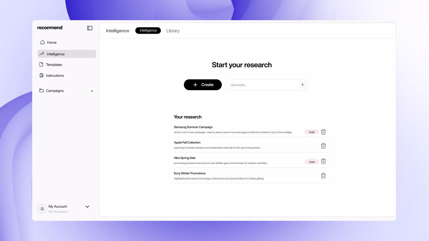 Recommend Intelligence preprocessing