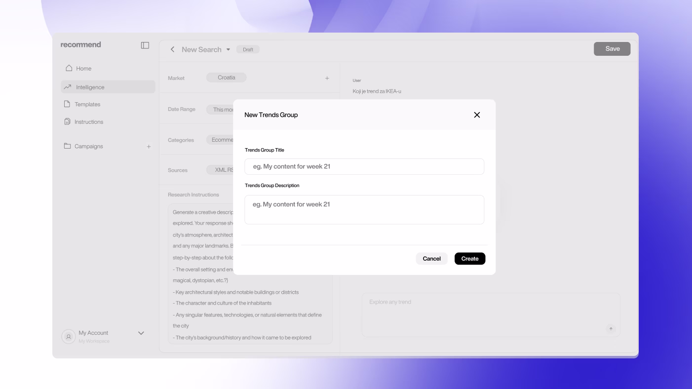 Recommend Intelligence trend detection