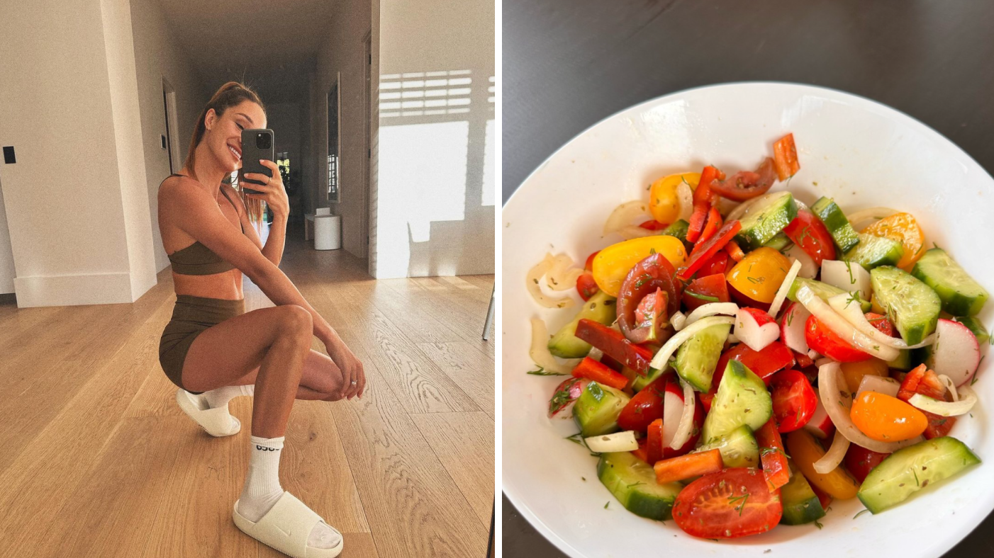Kayla Itsines and a bowl of salad