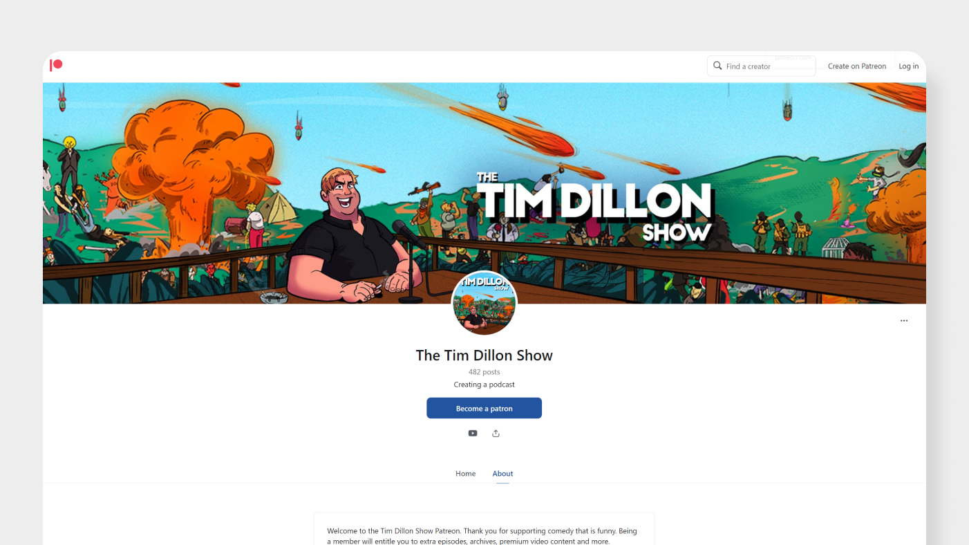 The Tim Dillon Show Patreon profile