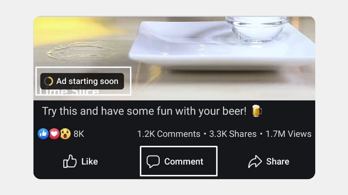 Video with the Ad starting soon sign on Facebook 